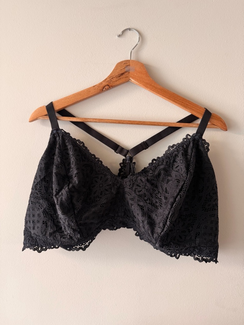 4X Plus Size Auden Black Lace Bralette with Strappy Back